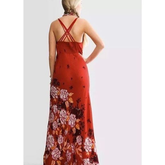 Free People Get To You Printed Maxi Slip Size M - Picture 4 of 7